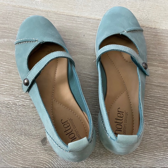 HOTTER Suede Light Baby Blue Mary Janes Size 6 - Picture 9 of 9